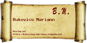 Bukovics Mariann névjegykártya