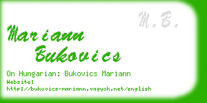 mariann bukovics business card